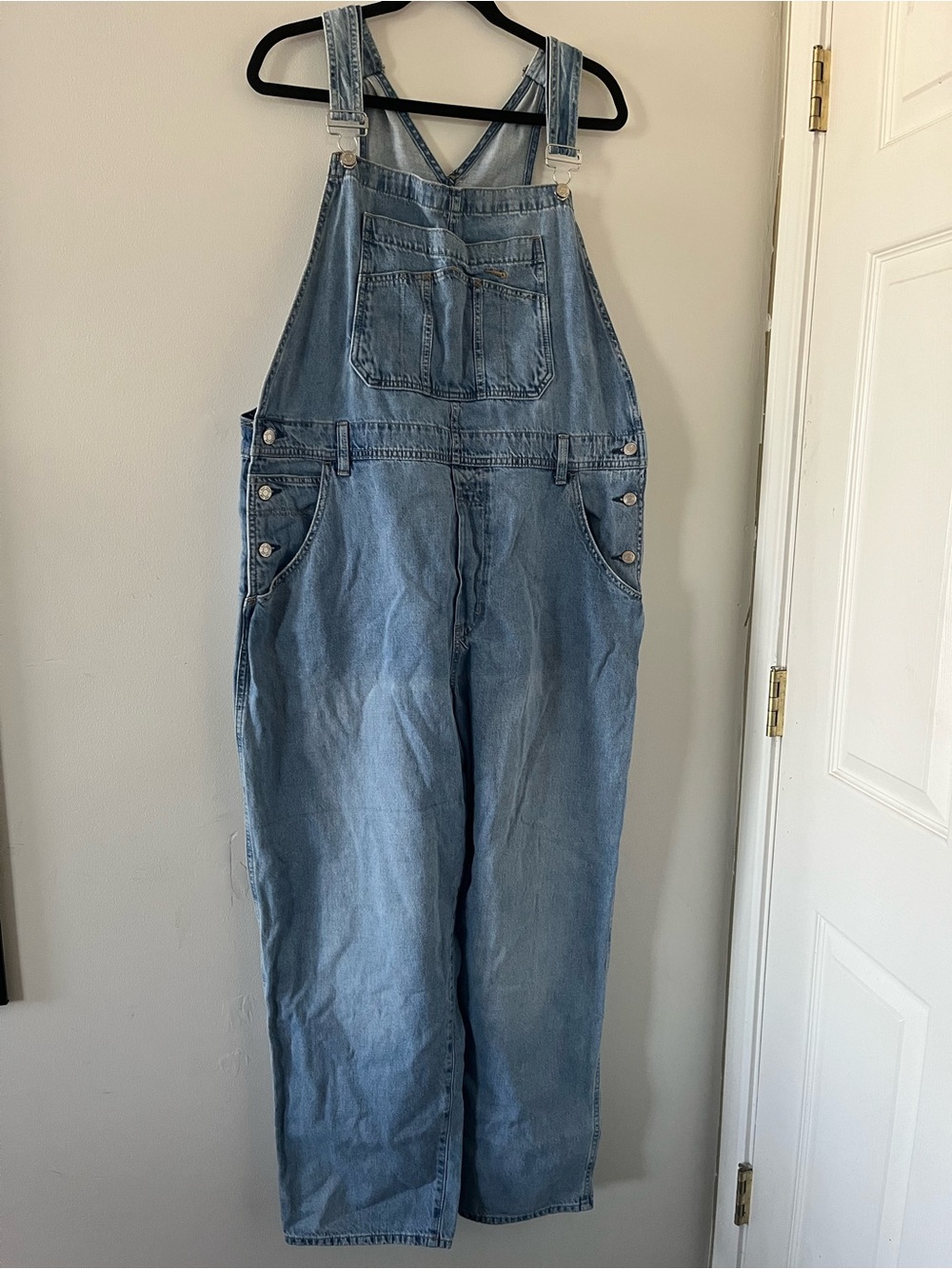 Gap Womens Light Wash Denim Overalls XL Relaxed Baggy Utility Western Cowgirl